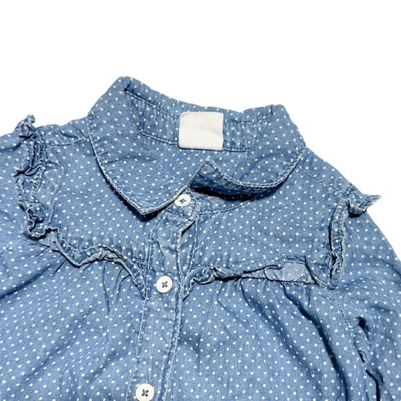 Baby Gap Girls Chambray Polkadot Ruffled Dress - Picture 2 of 3